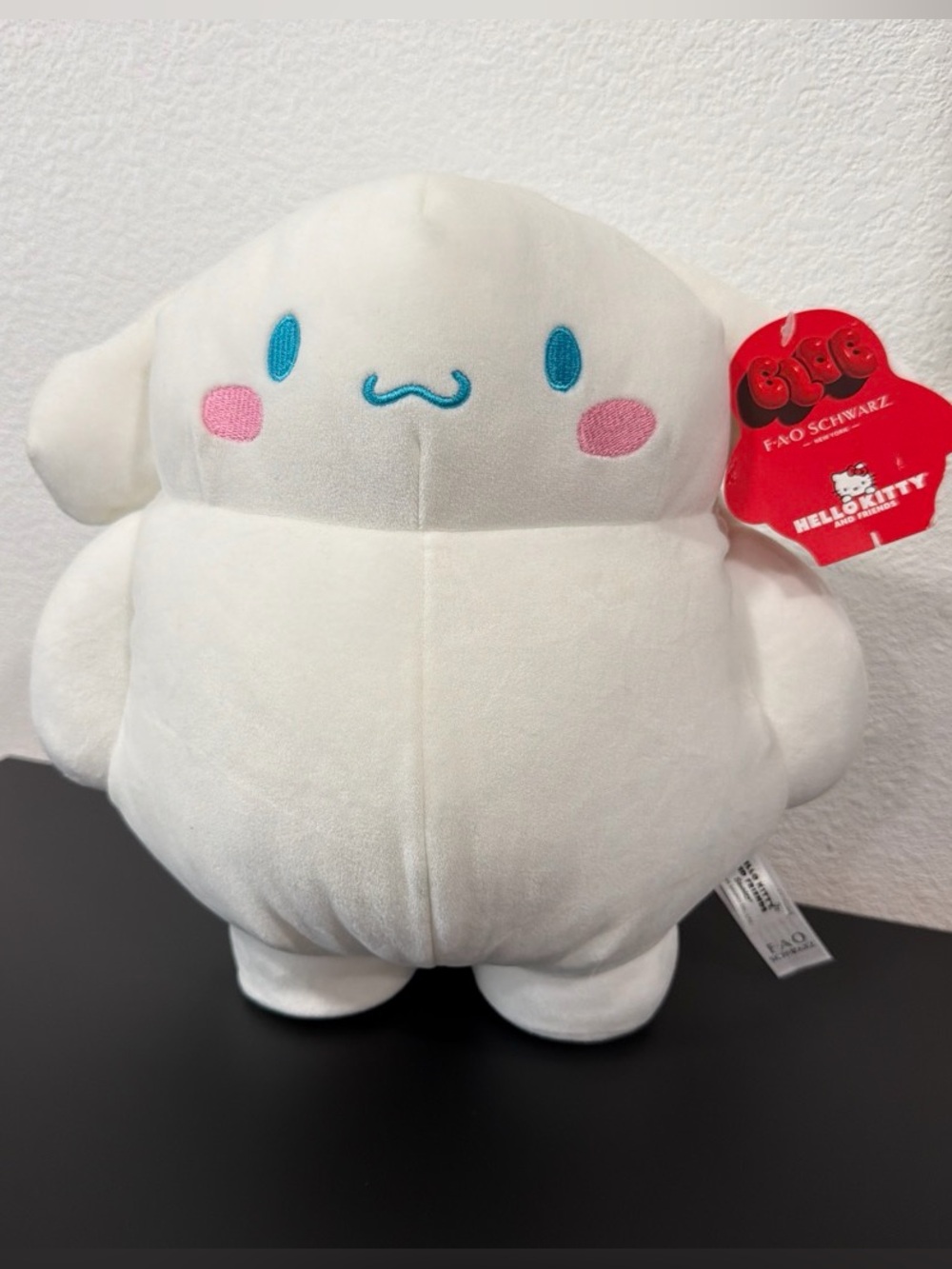 Hello Kitty White Plush with Blue Embroidered Eyes and Pink Cheeks